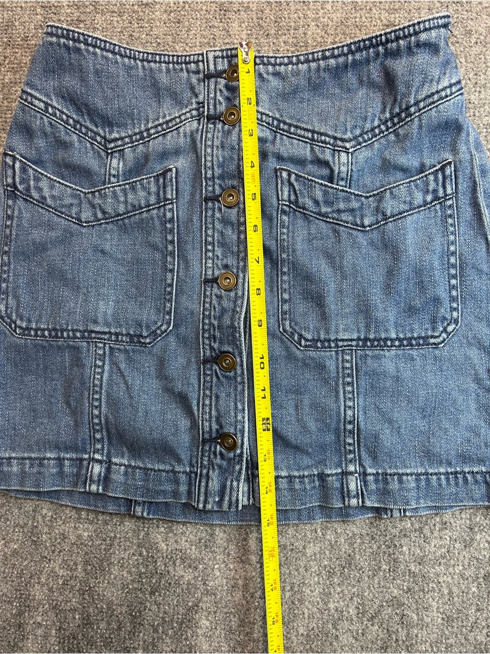 Free People Blue Button-Front Denim Mini Skirt - Picture 4 of 6